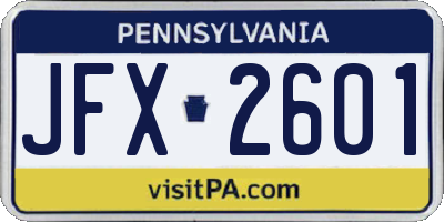 PA license plate JFX2601