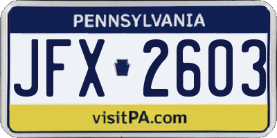 PA license plate JFX2603
