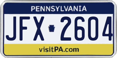 PA license plate JFX2604