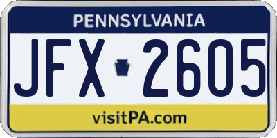 PA license plate JFX2605
