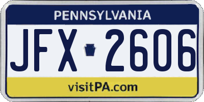 PA license plate JFX2606
