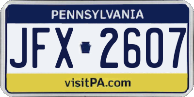 PA license plate JFX2607