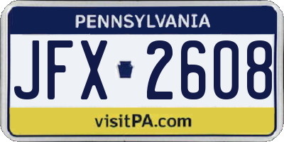 PA license plate JFX2608