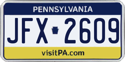 PA license plate JFX2609