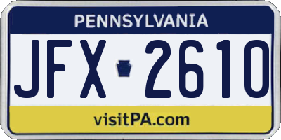 PA license plate JFX2610