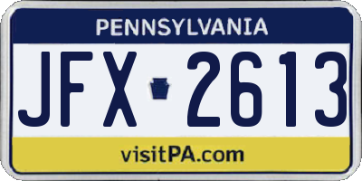 PA license plate JFX2613