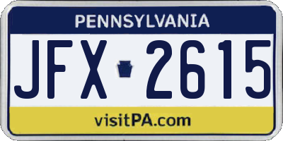 PA license plate JFX2615