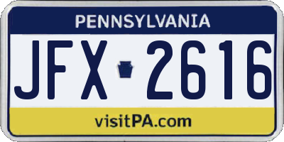 PA license plate JFX2616