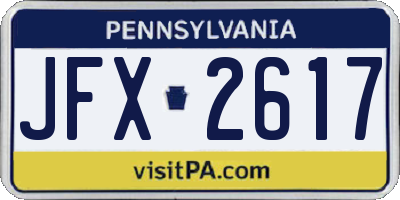 PA license plate JFX2617