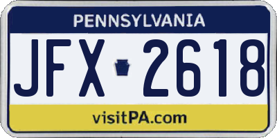 PA license plate JFX2618