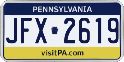 PA license plate JFX2619