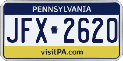 PA license plate JFX2620