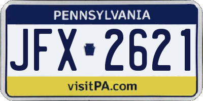 PA license plate JFX2621