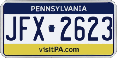 PA license plate JFX2623