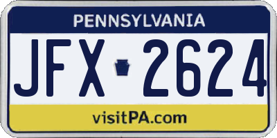 PA license plate JFX2624