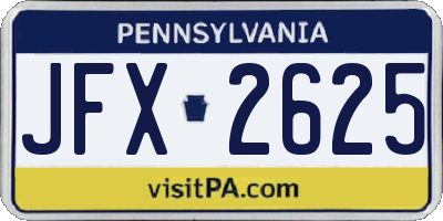 PA license plate JFX2625