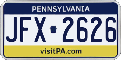 PA license plate JFX2626