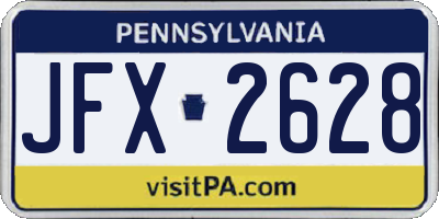 PA license plate JFX2628