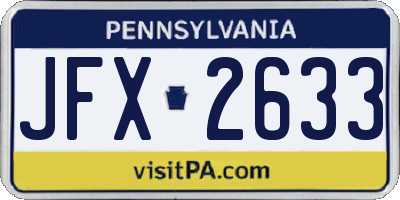 PA license plate JFX2633
