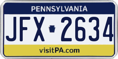 PA license plate JFX2634