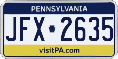 PA license plate JFX2635