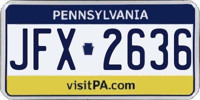 PA license plate JFX2636