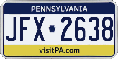 PA license plate JFX2638