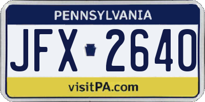 PA license plate JFX2640