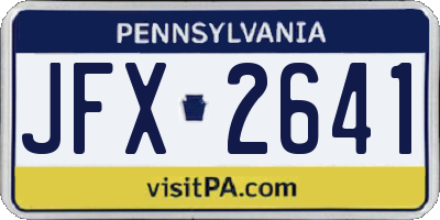 PA license plate JFX2641