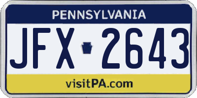 PA license plate JFX2643