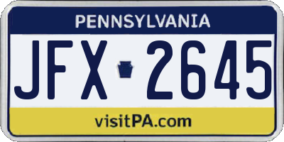 PA license plate JFX2645