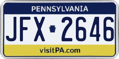 PA license plate JFX2646
