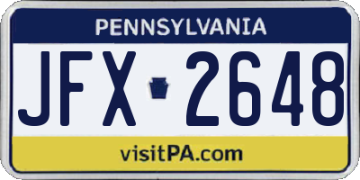 PA license plate JFX2648