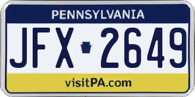 PA license plate JFX2649