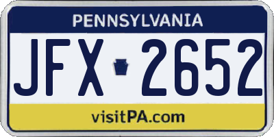PA license plate JFX2652