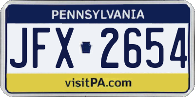 PA license plate JFX2654