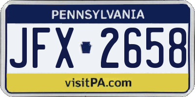 PA license plate JFX2658