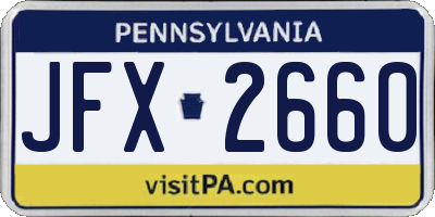 PA license plate JFX2660