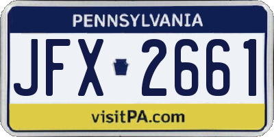 PA license plate JFX2661