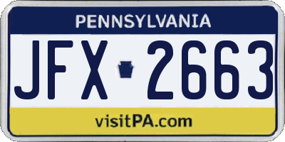 PA license plate JFX2663