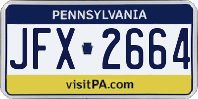 PA license plate JFX2664