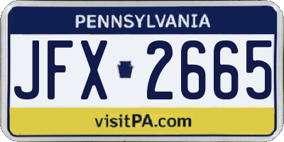 PA license plate JFX2665