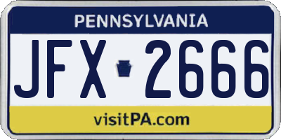 PA license plate JFX2666