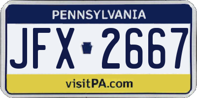 PA license plate JFX2667