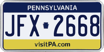 PA license plate JFX2668