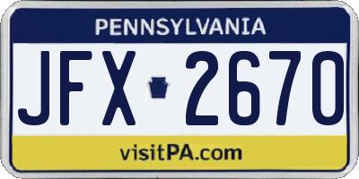 PA license plate JFX2670