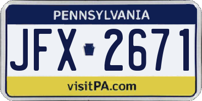 PA license plate JFX2671