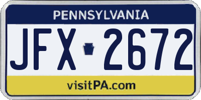 PA license plate JFX2672