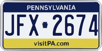 PA license plate JFX2674