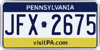 PA license plate JFX2675